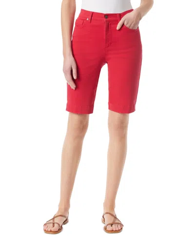 Gloria Vanderbilt Women's Amanda 11" Bermuda Denim Shorts In Red Poppy