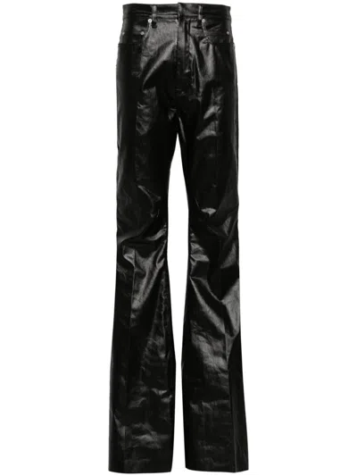Rick Owens Black Bolan Coated Boocut Jeans