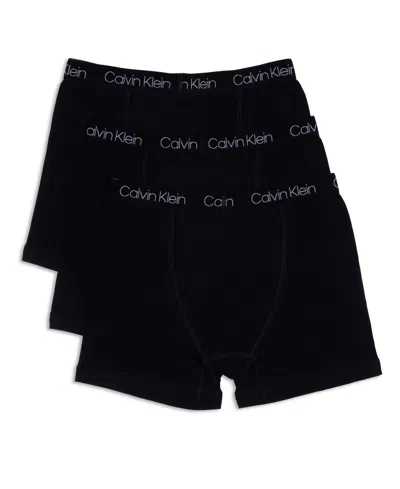 Calvin Klein Kids' Big Boys Stretch Boxer Brief, Pack Of 3 In Black