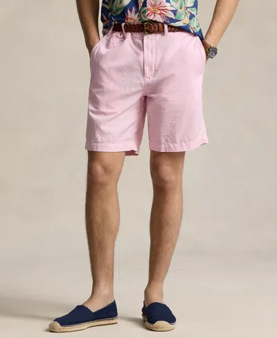 Polo Ralph Lauren Men's 8.5" Straight-fit Linen Cotton Chino Shorts In Carmel Pink