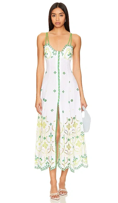 Charo Ruiz Mutti Broderie Anglaise Cotton-blend Maxi Dress In Green