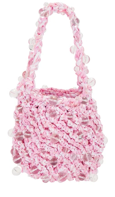 Susan Fang Crochet Beaded Mini Bag In Pink
