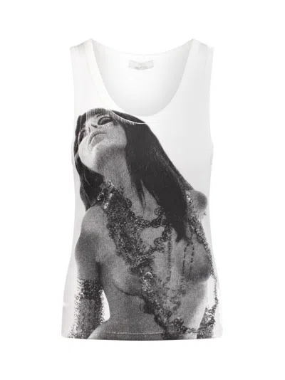 Paco Rabanne Graphic Printed Crewneck Tank Top In White