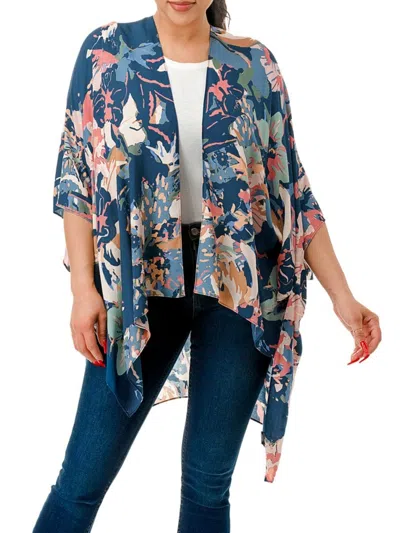 Marcus Adler Abstract Print Kimono Cover Up In Blue