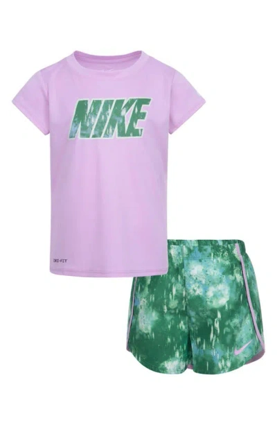 Nike Kids' Little Girls Dri-fit T-shirt And Sprinter Shorts, 2 Piece Set In Stadium Green