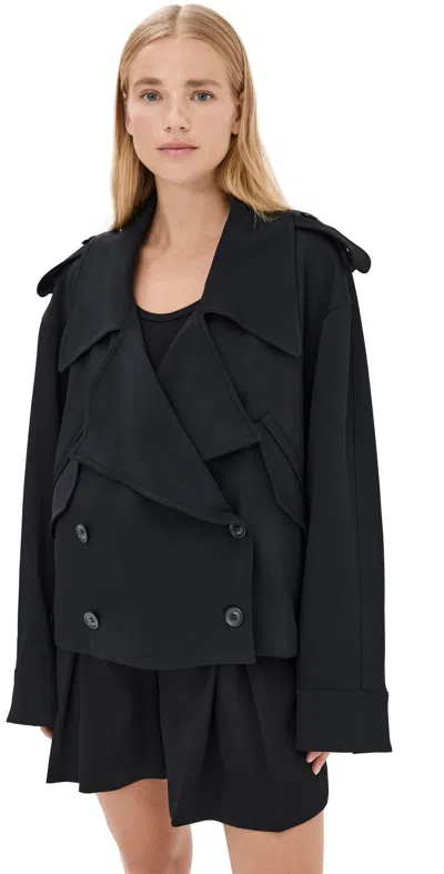 Another Tomorrow Fluid Cropped Trench Black