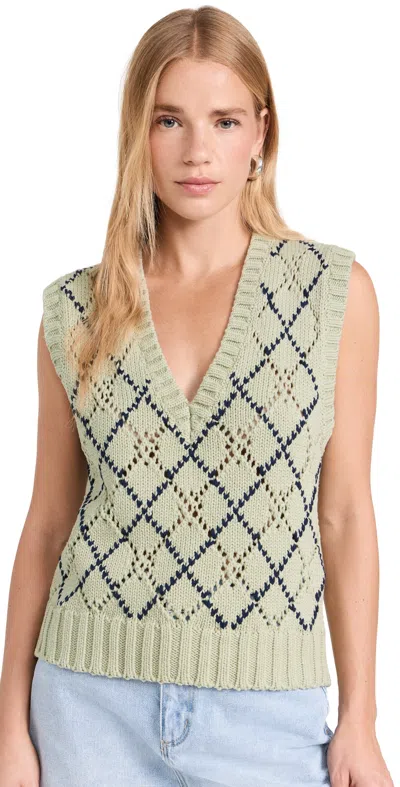 The Upside Jardin Scarlett Open-knit Vest In Matcha