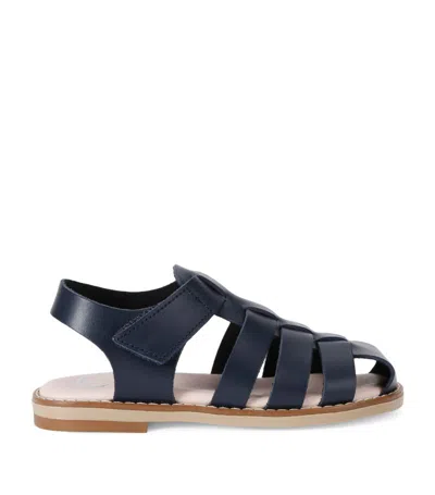 Papouelli Kids' Leather Momo Sandals In Blue