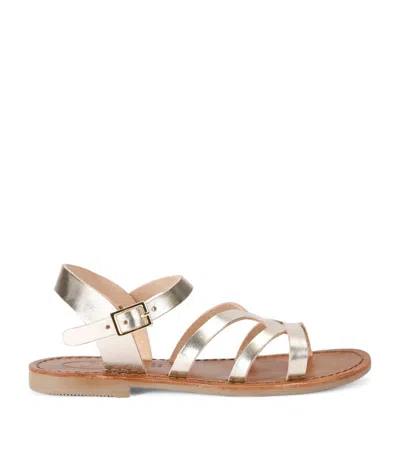 Papouelli Kids' Leather Cordeliana Sandals In Gold