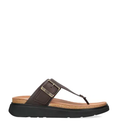 Fitflop Leather Gen-ff Toe-post Sandals In Brown