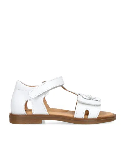 Papouelli Kids' Leather Emerald Sandals In White