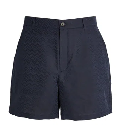 Missoni Cotton-linen Zigzag Shorts In Navy
