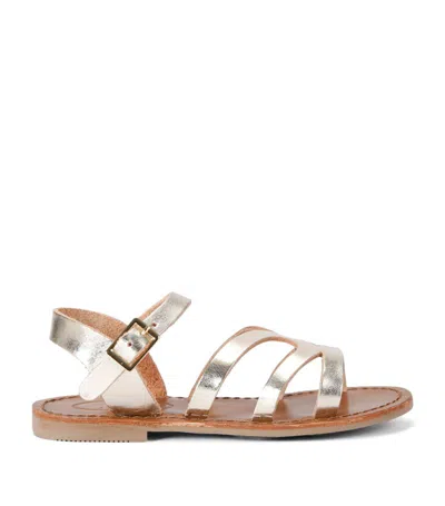 Papouelli Kids' Leather Cordeliana Sandals In Gold