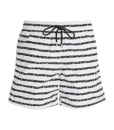 Vilebrequin Striped Moorea Swim Shorts In White