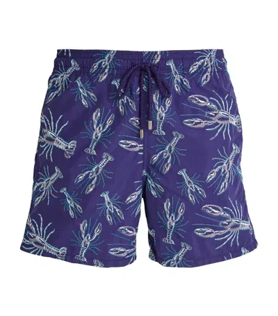 Vilebrequin Lobster-embroidered Mistral Swim Shorts In Blue