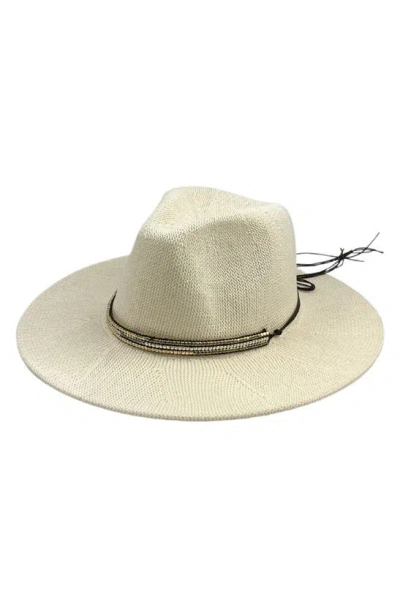 Marcus Adler Women's Packable Panama Hat With Beaded Trim In Ivory
