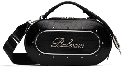 Balmain Round Leather Radio Crossbody Bag In Black