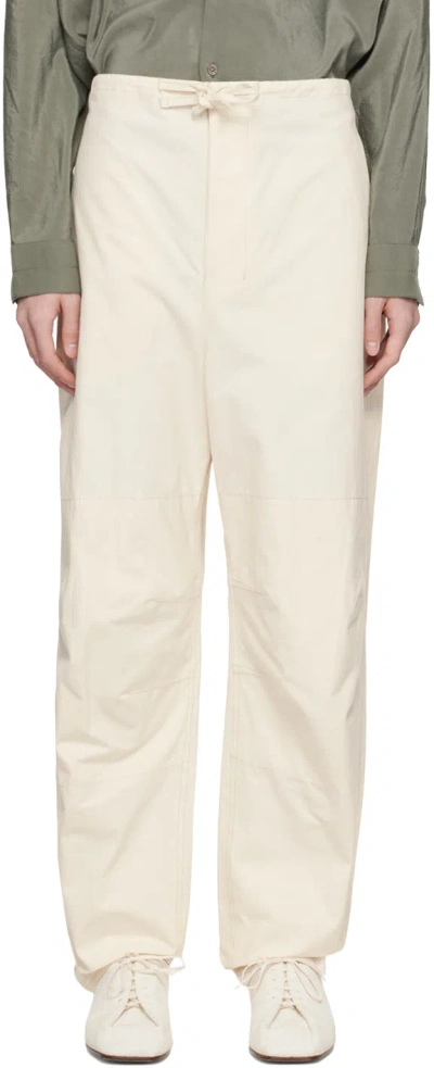 Lemaire Off-white Maxi Trousers In Wh053 Pale Ecru