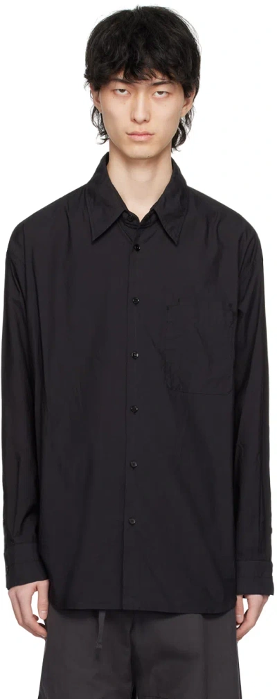 Lemaire Black Double Pocket Shirt In Bk999 Black