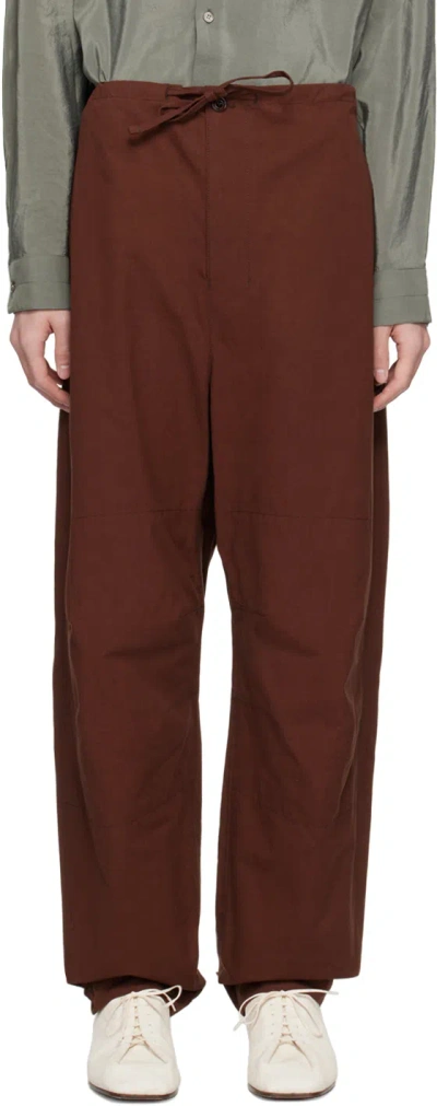 Lemaire Brown Maxi Trousers In Br401 Chocolate Fond