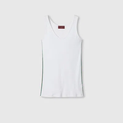 Gucci Cotton Jersey Tank Top With Web In White