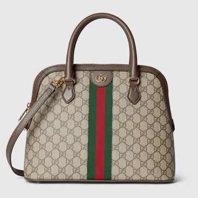 Gucci Ophidia Medium Top Handle Bag In Brown