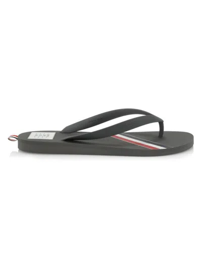 Thom Browne Man Toe Strap Sandals Black Size 6 Rubber In Grey