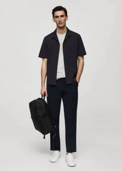 Mango Water-repellent Trousers With Drawstring Navy In Bleu Marine
