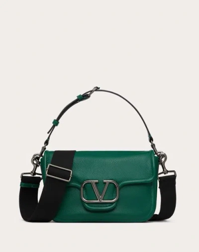 Valentino Garavani Garavani Alltime Grainy Calfskin Shoulder Bag In Amazon Green/black