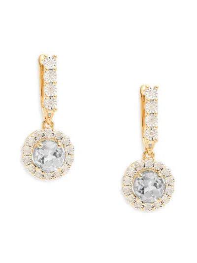 Effy Eny Women's 14k Goldplated Sterling Silver, White Topaz & Diamond Drop Earrings