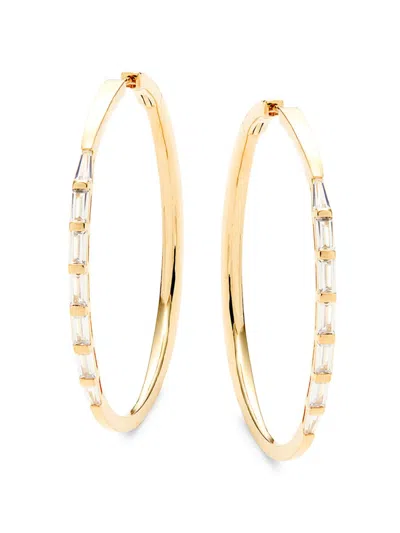 Adriana Orsini Women's 18k Goldplated & Cubic Zirconia Stacked Large Taper Hoop Earrings In Brass