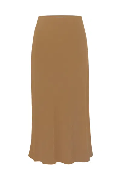 Anemos Rey Bias-cut Skirt In Stretch Cupro In Sandstone