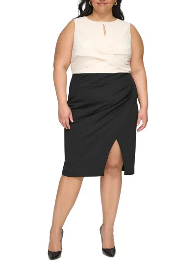 Dkny Plus Womens Work Wear Knee-length Sheath Dress In Multi