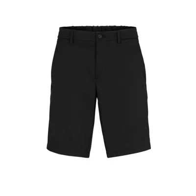 Hugo Boss Slim-fit Shorts In Water-repellent Twill In Black