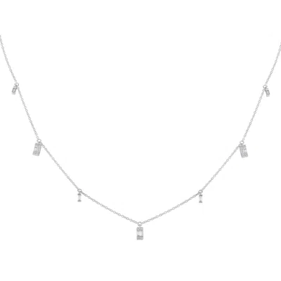 Non Branded Lb Exclusive 14k White Gold 0.25ct Diamond Station Necklace Pn14847-w