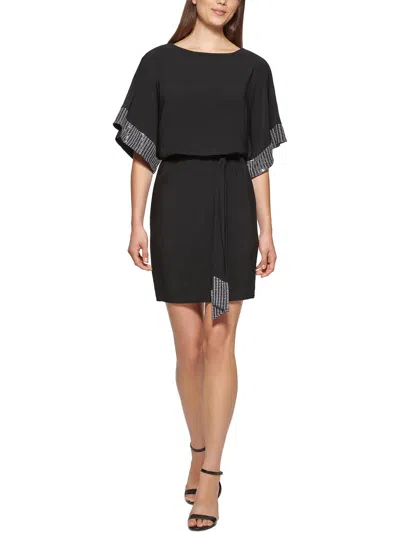 Jessica Howard Petites Womens Blouson Mini Cocktail And Party Dress In Black