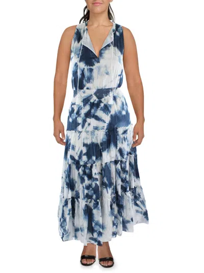 Lauren Ralph Lauren Womens Tie-dye Ruffled Maxi Dress In Multi