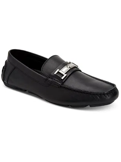 Calvin Klein Magnus Mens Leather Slip On Loafers In Black