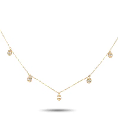 Non Branded Lb Exclusive 14k Yellow Gold 0.35ct Diamond Station Necklace Nk01595-y