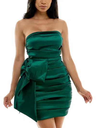City Studio Juniors Womens Sequined Mini Fit & Flare Dress In Green