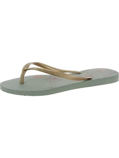 Havaianas Womens Thongs Floral Flat Sandals In Grey