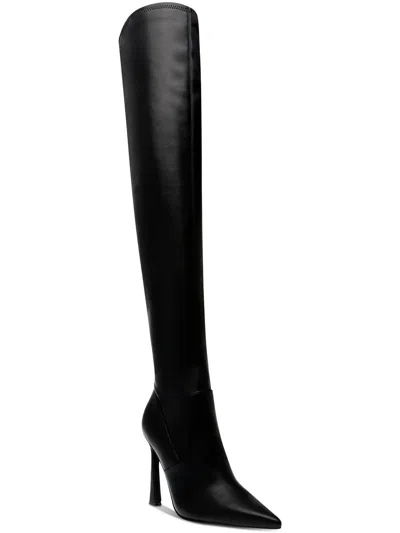 Steve Madden Laddy Womens Faux Leather Pointed Toe Over-the-knee Boots In Multi