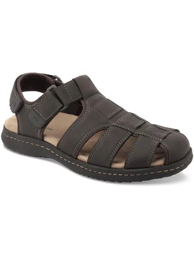 Club Room Justin Mens Faux Leather Adjustable Fisherman Sandals In Brown