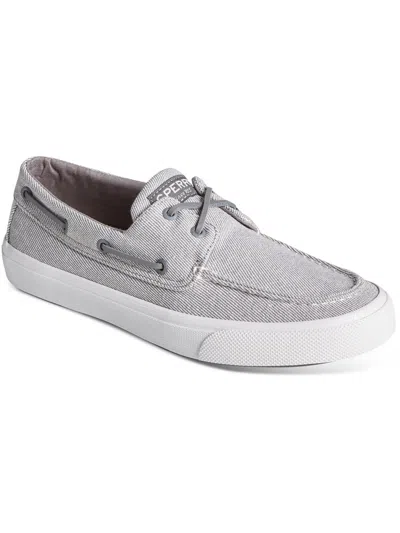 Sperry Bahama Washed Mens Canvas Lace-up Boat Shoes In White