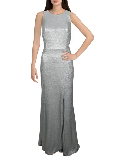 Dessy Collection By Vivian Diamond Womens Metallic Maxi Evening Dress In Silver