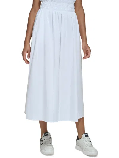 Karl Lagerfeld Womens Midi Stretch A-line Skirt In White