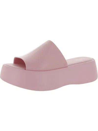 Melissa Becky Basic Womens Patent Slip-on Slide Sandals In Pink