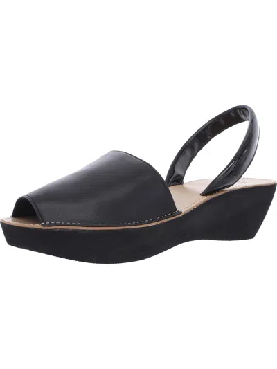 Kenneth Cole Reaction Fine Glass Womens Slip On Slingback Wedge Sandals In Black