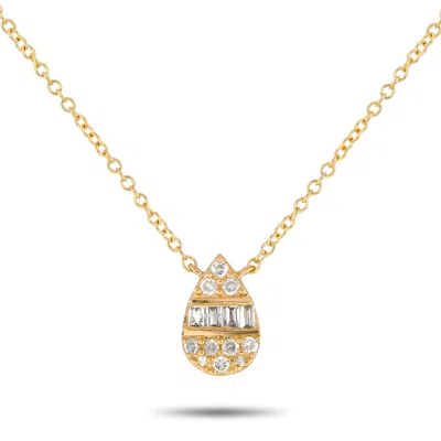 Non Branded Lb Exclusive 14k Yellow Gold 0.10ct Diamond Pear Necklace Nk01582-y