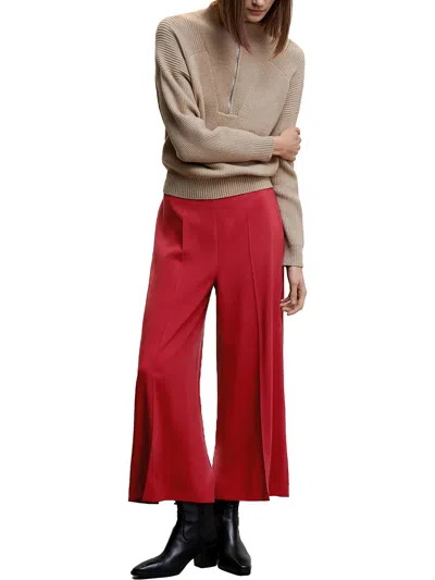 Mng Womens High Rise Stretch Palazzo Pants In Red